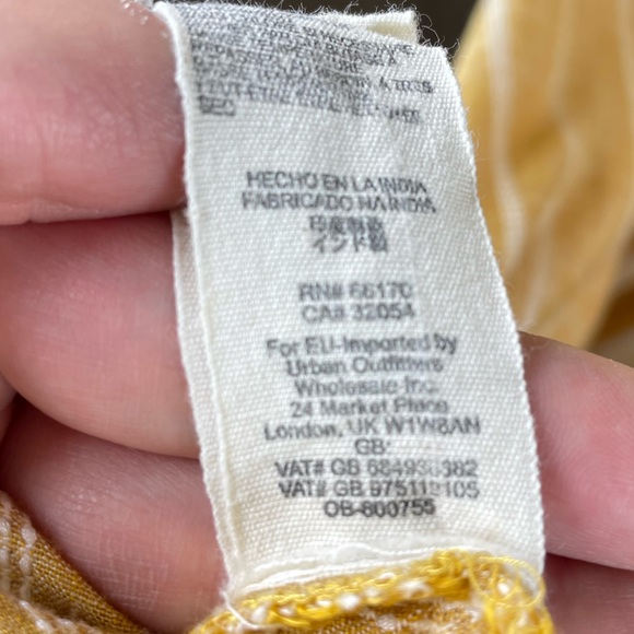 FREE PEOPLE Yellow Chambray Butterflies Midi Dress size XL - Picture 9 of 12